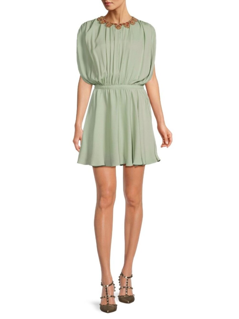 $6990 Valentino Women's Pleated Silk Party Cocktail Mini Dress Size 38 / US 2